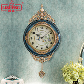 丽盛欧式 饰石英摆钟 挂钟客厅静音家用时钟创意墙壁钟表田园大气装