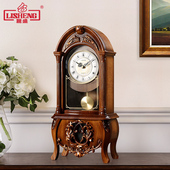 丽盛欧式 复古座钟客厅时钟台面钟卧室摆件时尚 摆钟整点报时石英钟