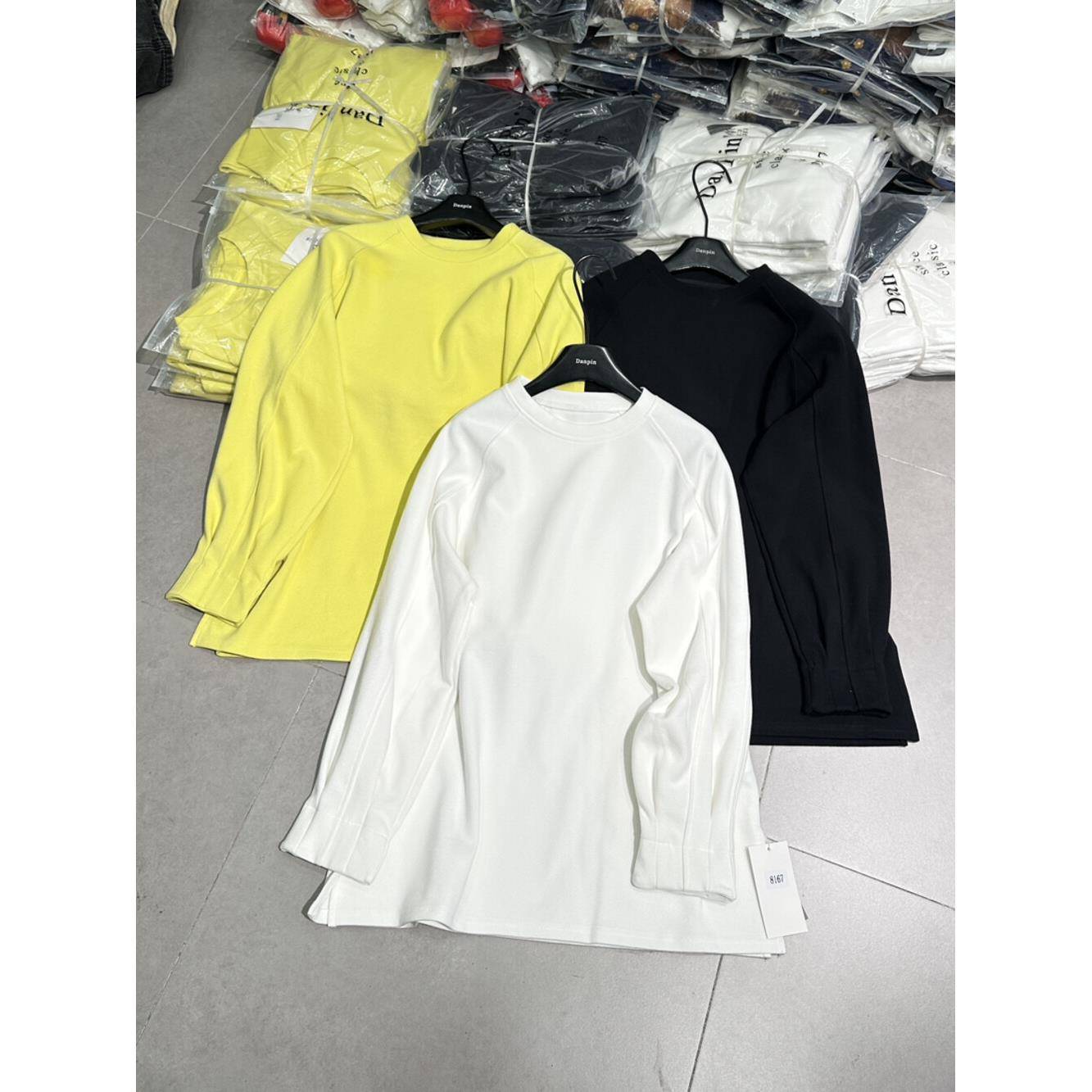 DANPIN单品冬季纯色插肩袖长袖T恤宽松显瘦简约百搭多色打底上衣女装/女士精品短外套原图主图