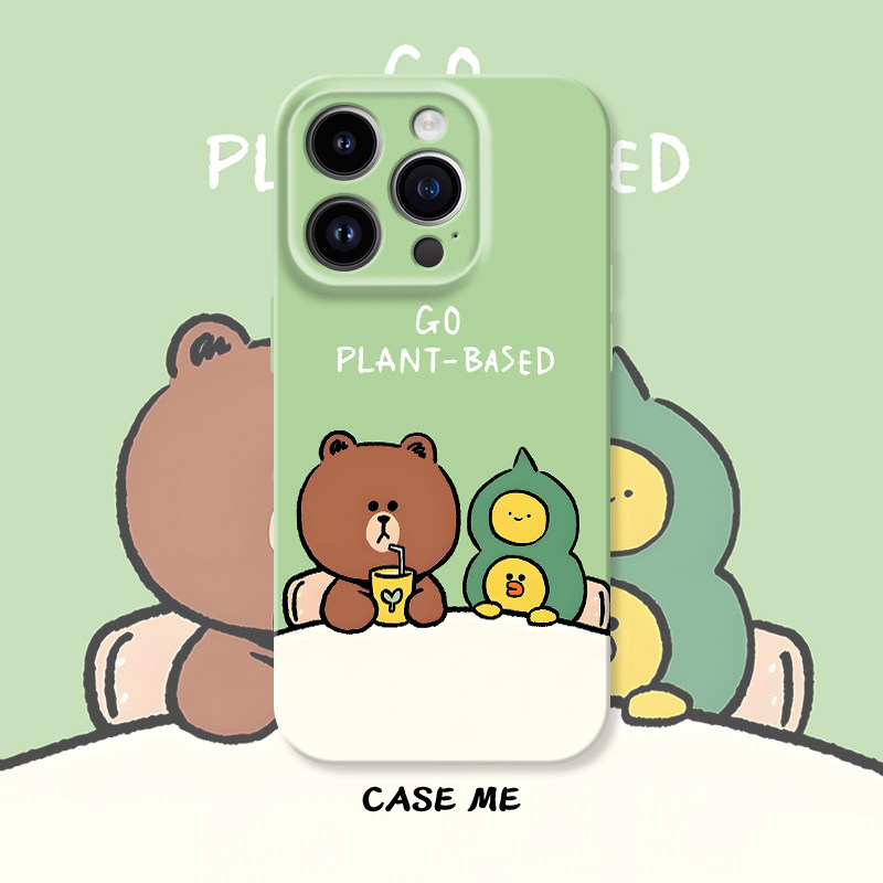 line卡通布朗熊适用iphone16/15pro苹果17Promax华为P70/Nova13/vivox200/oppoReno14/小米15/红米K80手机壳