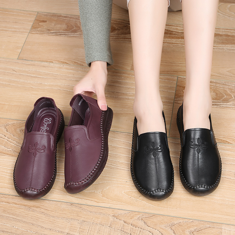 旺奈真皮软底舒适防滑老人妈妈鞋