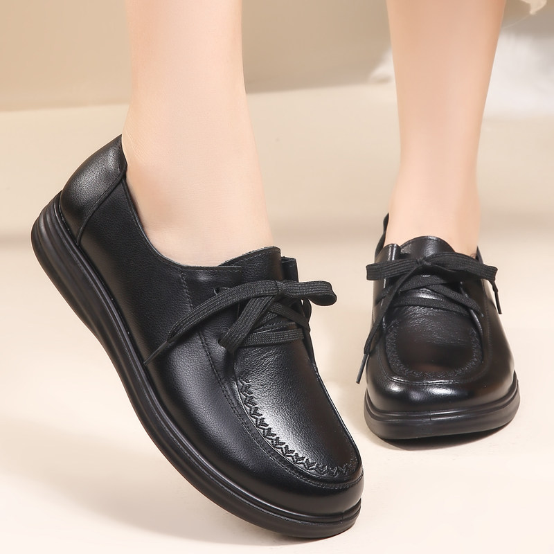 旺奈真皮软底妈妈单鞋平底系带女士皮鞋中年防滑舒适圆头女鞋清仓,女鞋,深口单鞋,淘宝优惠券,粉丝福利购,淘宝优惠卷