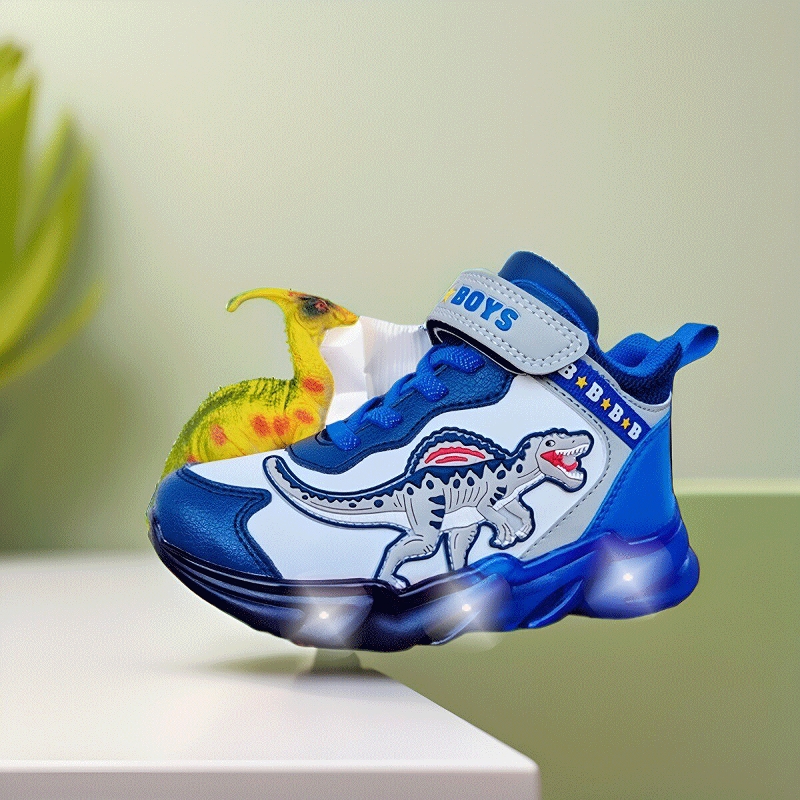 恐龙儿童休闲鞋子迪乐龙送礼亮灯