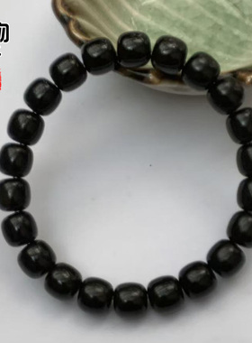天然驴蹄子老型桶珠手串原黑色鱼籽纹哑光手链文玩珠串