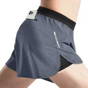 马拉松专业跑步短裤男带内衬双层速干三分裤夏季运动套装可放手机