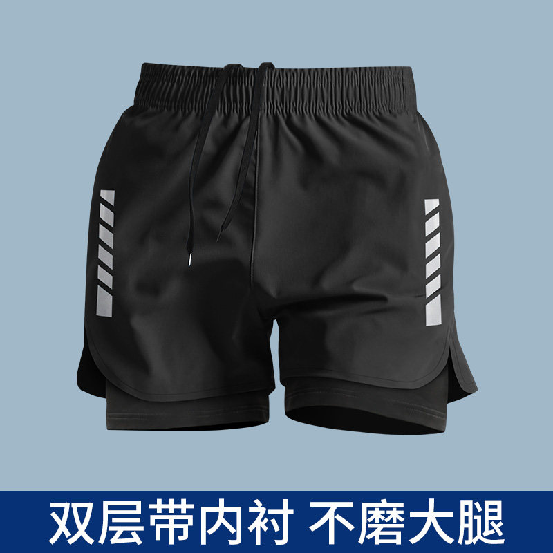 跑步短裤男士运动双层速干内衬夏季冰丝滑训练裤马拉松健身二合一图片