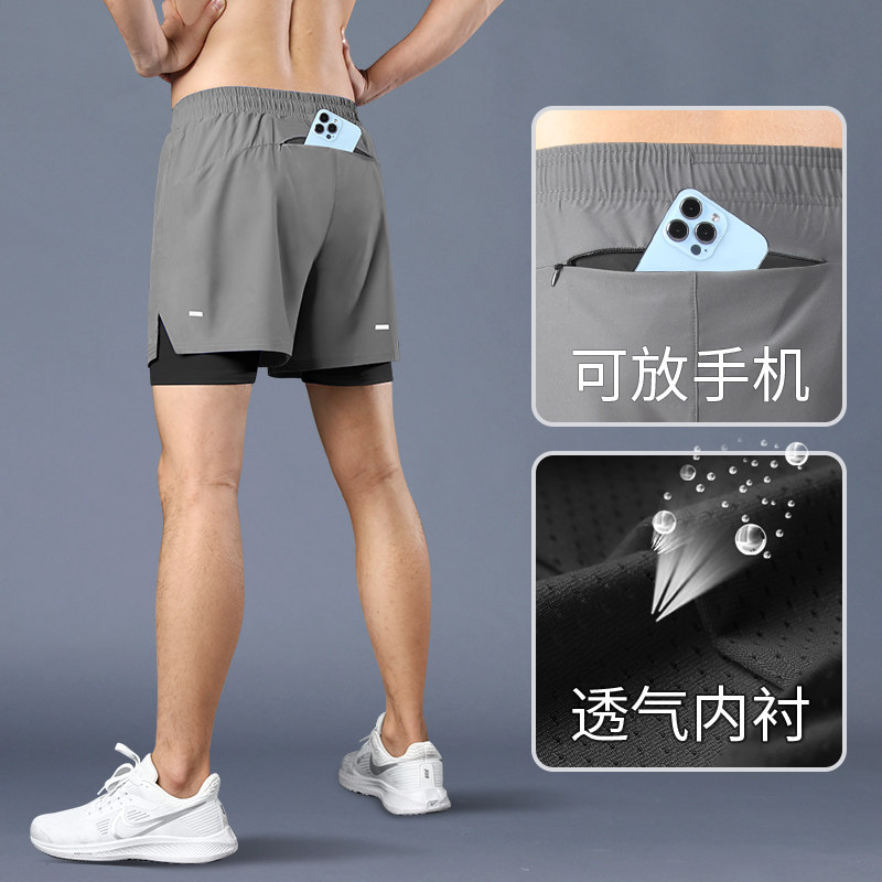 跑步短裤夏季新款运动内衬放手机图片
