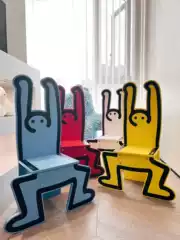 In-Stock Creative Human-Shaped Low Stool Nordic Solid Wood Children's Chair with Backrest Home Shoe-Changing Stool Decorative Art Stool
