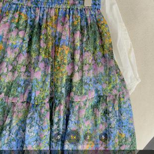 独家定染油画系 莫奈花园精纺细纱80支薄棉A字显瘦蛋糕裙中长款