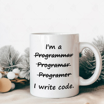 i'm a programer i write code 程序员杯子IT礼物水杯 咖啡马克杯