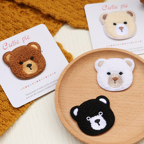 可爱毛绒小熊刺绣布贴羽绒服补丁