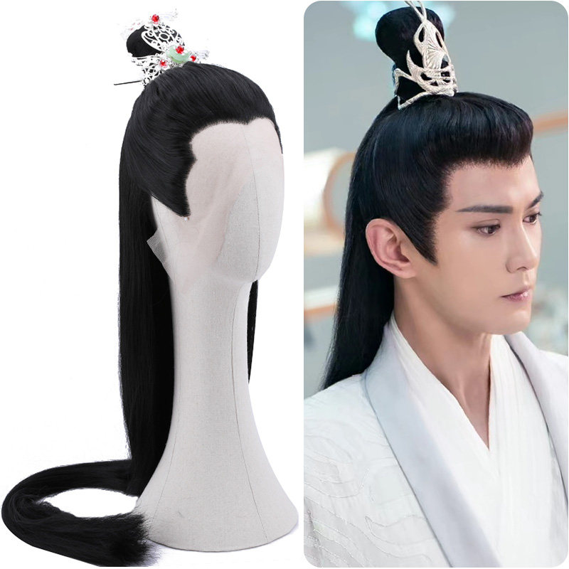 古装男子影视戏剧同款书生侠客武士儿童假发道士头套舞台道具头饰