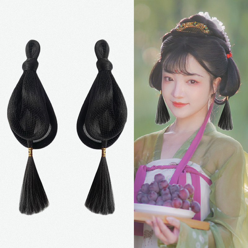 古装汉服假发全发丝唐风垂挂髻软发髻日常可爱儿童款发包古风仙女
