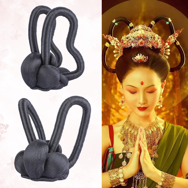 古装演出唐装敦煌古典舞造型仙女发髻宋茜头箍同款发包双环望仙髻