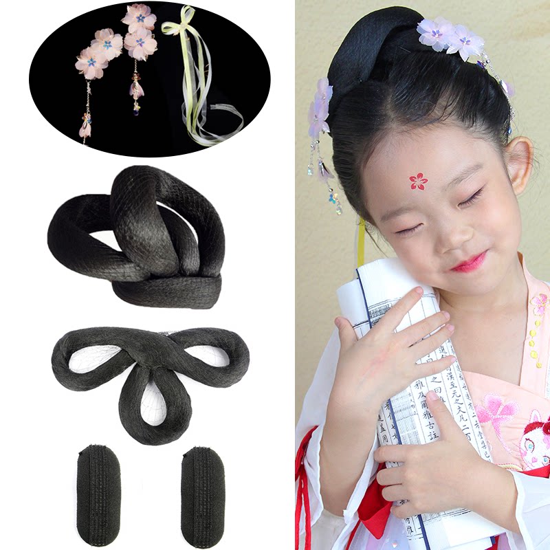 儿童古装发包女童发饰假发古风发髻古代造型头饰汉服假发包套装