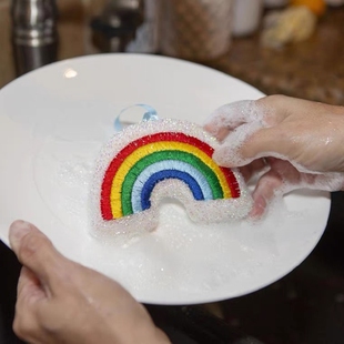 美国kikkerland彩虹洗碗海绵刷创意可爱厨房清洁去污百洁布2个装