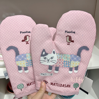 日本进口可爱猫咪微波炉手套隔热手套厨房工具