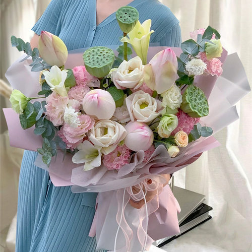 荷花莲蓬杭州鲜花速递同城生日