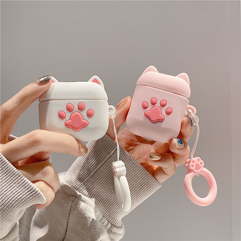 可爱萌系猫爪适用AirPods3代保护套苹果1/2代pro2无线蓝牙耳机壳硅胶软