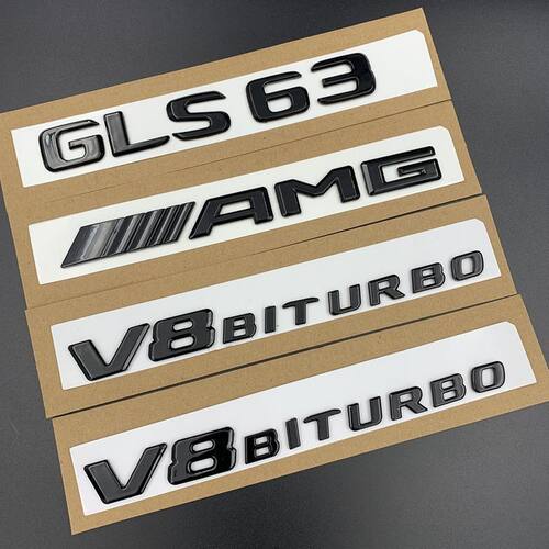 奔驰车标改装AMGA45 CLA45 GLC63 GLA GLE GLS标志尾标后标亮黑色