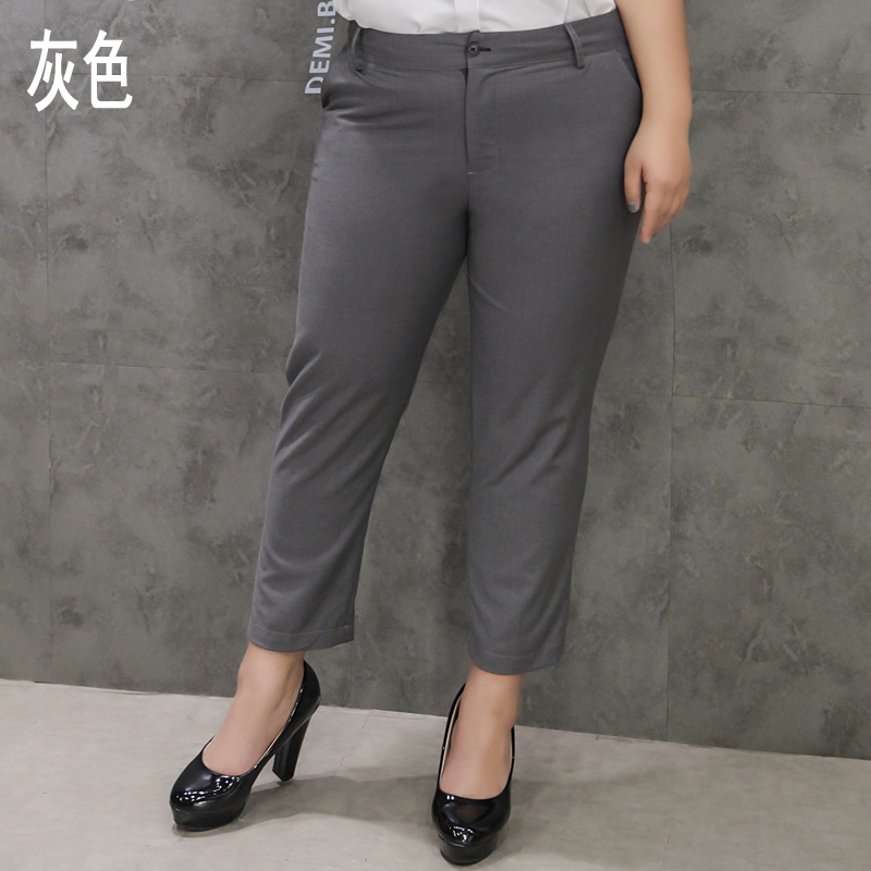 直筒胖mm九分裤西装裤工作服