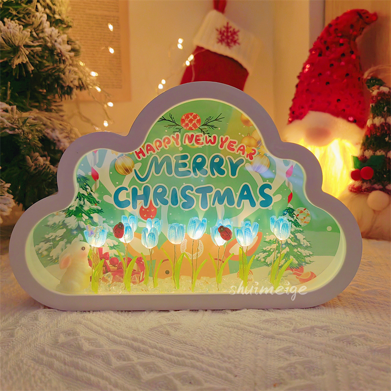 花海手工礼物diy郁金香小夜灯