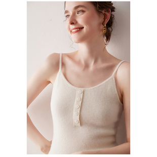 纯山羊绒针织吊带背心女修身显瘦无袖打底衫小内搭简约韩版外穿