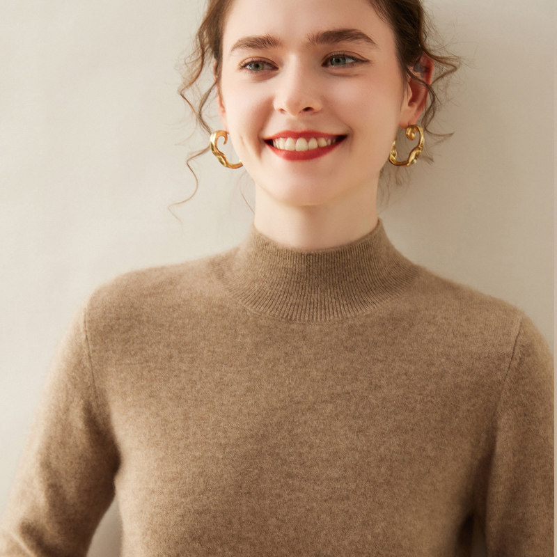 100%纯山羊绒衫2025新款半高纯色宽松针织打底衫内搭羊绒毛衣女,女装/女士精品,毛针织衫,淘宝优惠券,粉丝福利购,淘宝优惠卷