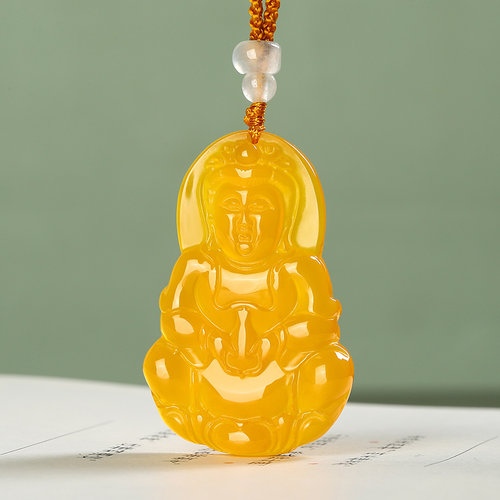 玉观音吊坠玉佩项链护身保平安