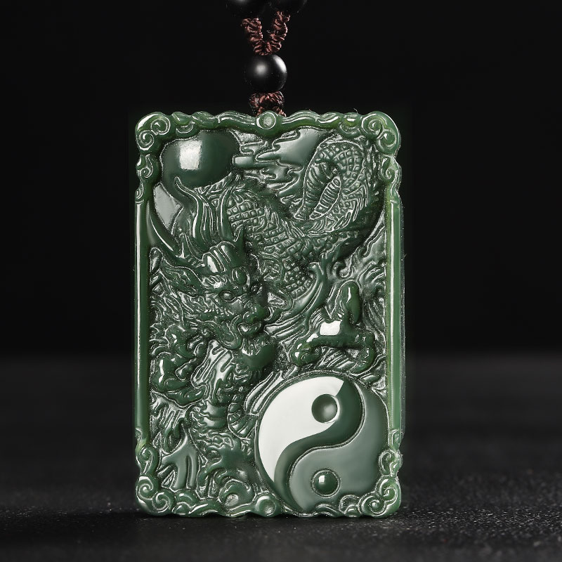 和田玉青玉吊坠项链玉坠龙玉牌