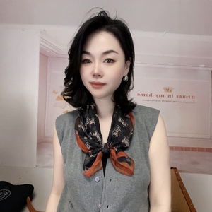 2025新款时尚薄款围巾百搭西丽纱丝巾夏季防晒女士长巾黑色小马车