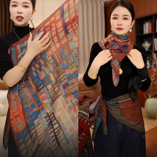 大彩虹秋冬方巾双面丝巾方巾围巾