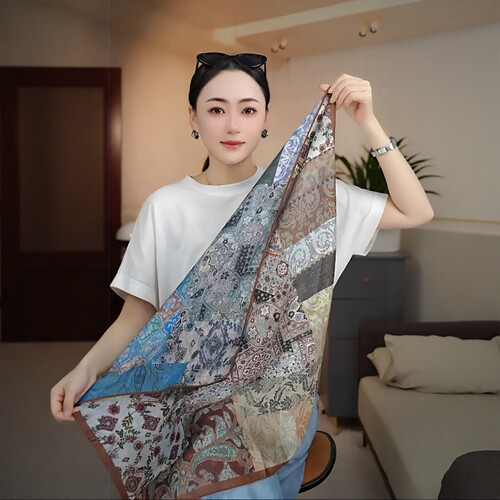 绮纹叠境新款棉质双面围巾方巾
