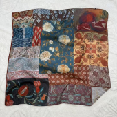 群芳吐艳2025新款 浪漫中方巾65双面双色围巾美拉德丝绒棉披肩 法式