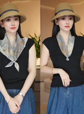 2025新款丝巾女薄款西丽纱方巾时尚百搭防晒披肩围巾灰色城堡