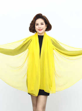 黄色纱巾新款180x130cm鳄鱼皱红丝巾洋气百搭优雅超大围巾秋冬季