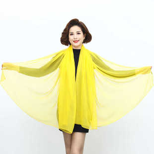 黄色纱巾新款180x130cm鳄鱼皱红丝巾洋气百搭优雅超大围巾秋冬季