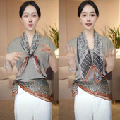 防晒小方巾气质春夏小领巾 女夏季 新款 山茶花西丽纱70方巾百搭时尚