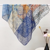 时尚 长款 围巾防晒披肩 春秋复古方巾高级感百搭丝巾女薄款 2026新款