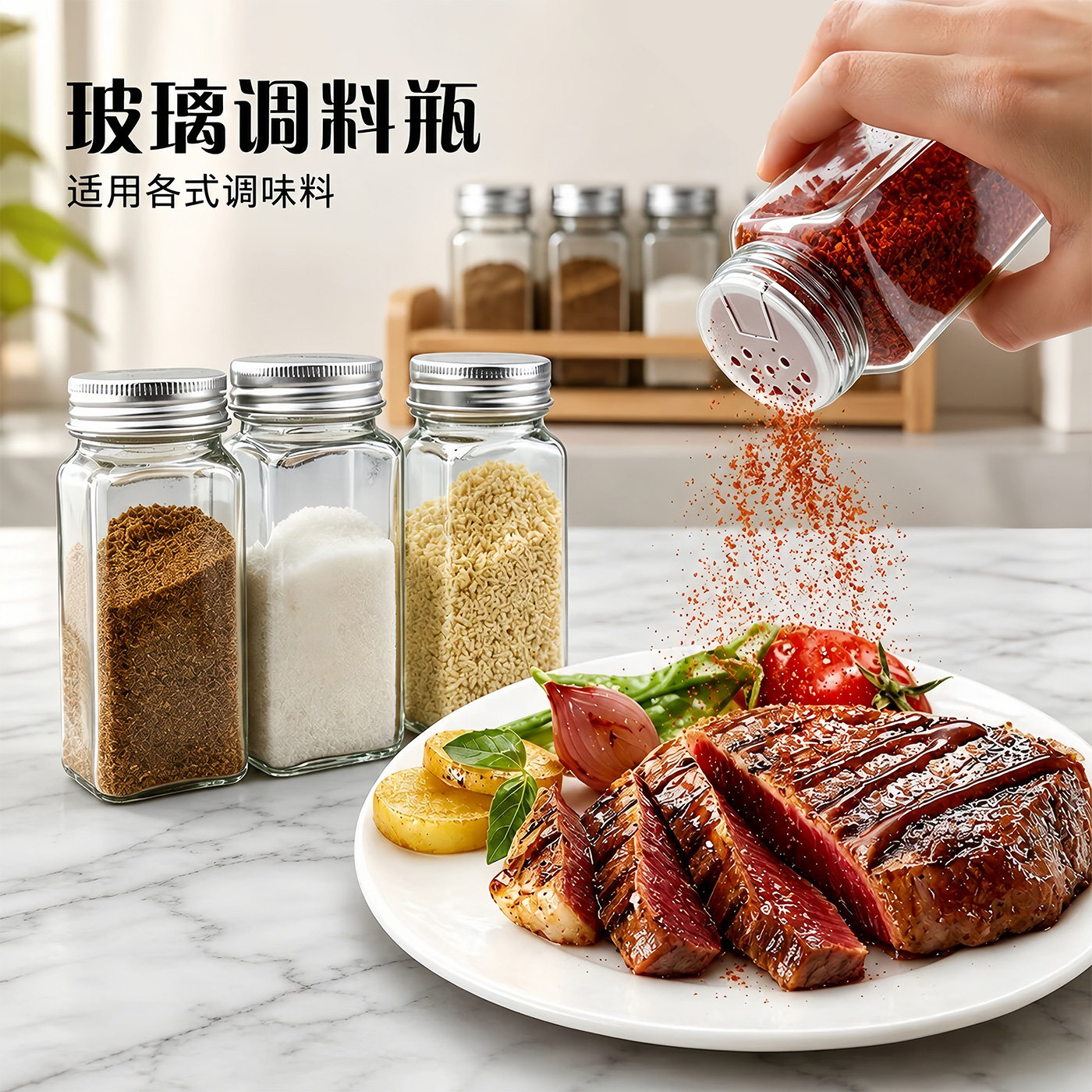 厨房调料瓶玻璃撒料瓶家用烧烤瓶