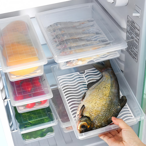 冰箱冷冻鱼肉沥水保鲜盒带盖冷藏