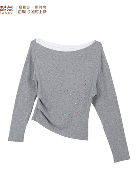 记忆的起点都市休闲长袖T恤女2026春季新款百搭显瘦上衣70AC36386