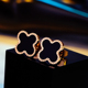 黑色四叶草4叶草耳钉女高级感钛钢玫瑰金耳饰18K耳环彩金运动轻奢