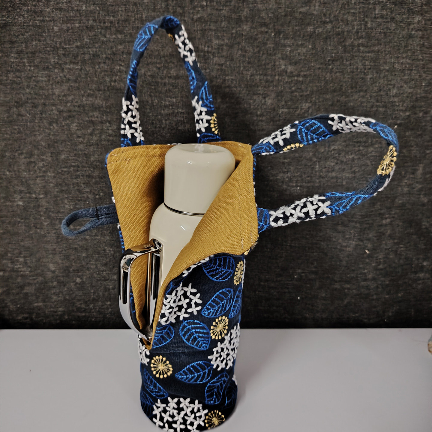 传家壶迷你收纳袋保护套杯套刺绣经典蓝高档露手把帆布布袋便携款,餐饮具,杯套,淘宝优惠券,粉丝福利购,淘宝优惠卷