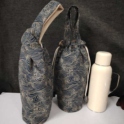 帆布纯棉日式海浪纹传家壶保护套