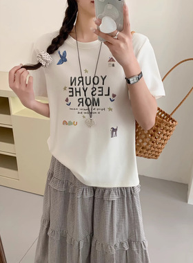 X251字母印花T恤女2026夏季韩系ins风简约时尚休闲百搭T恤女短袖