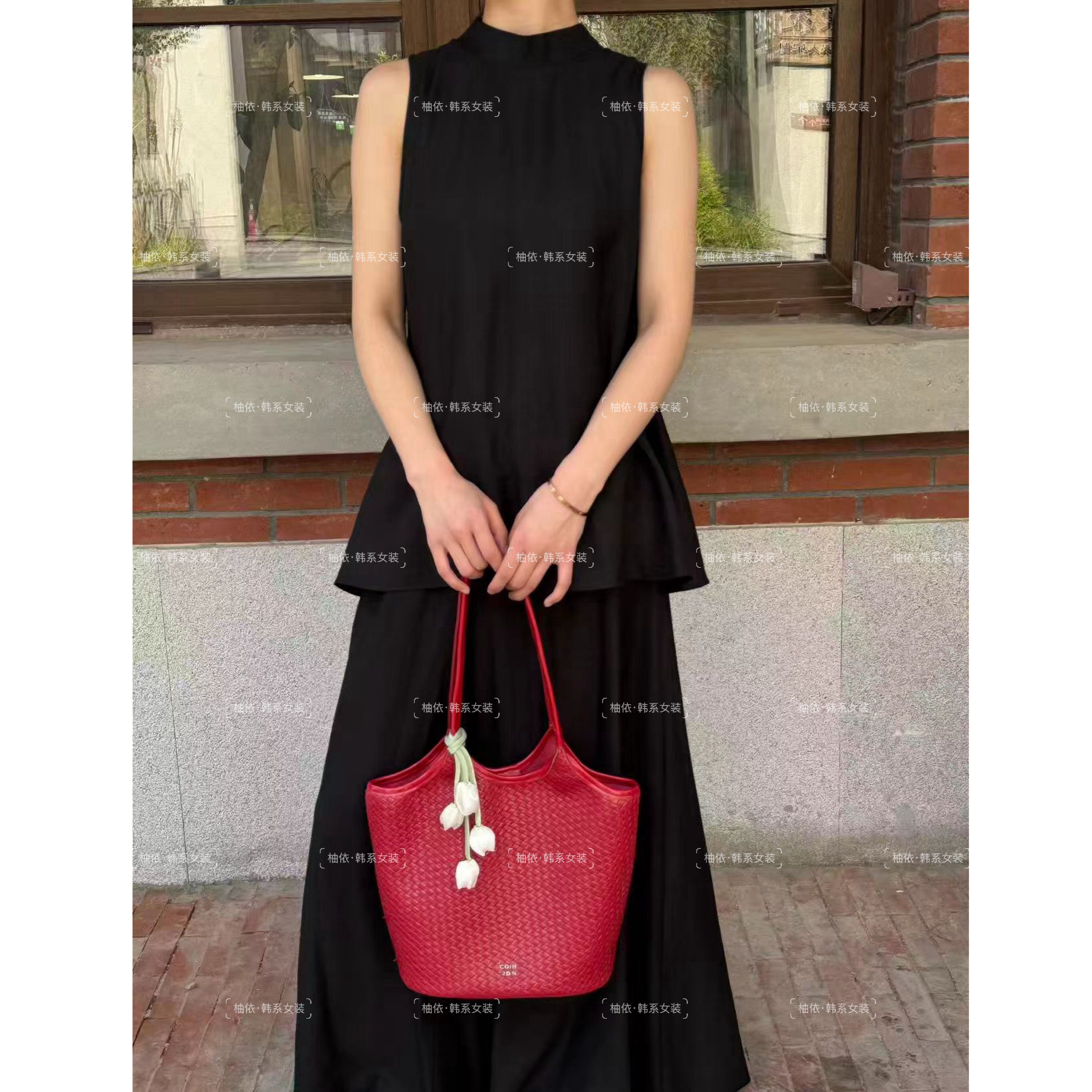 亚麻休闲时尚宽松套装女2026夏季新款无袖背心阔腿裤遮肚藏肉两件