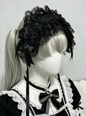 Lolita哥特蕾丝蝴蝶结发带耳机套