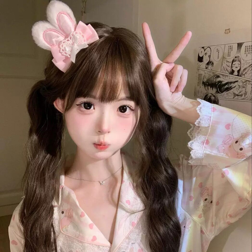 洛丽塔粉色蝴蝶结兔耳发夹