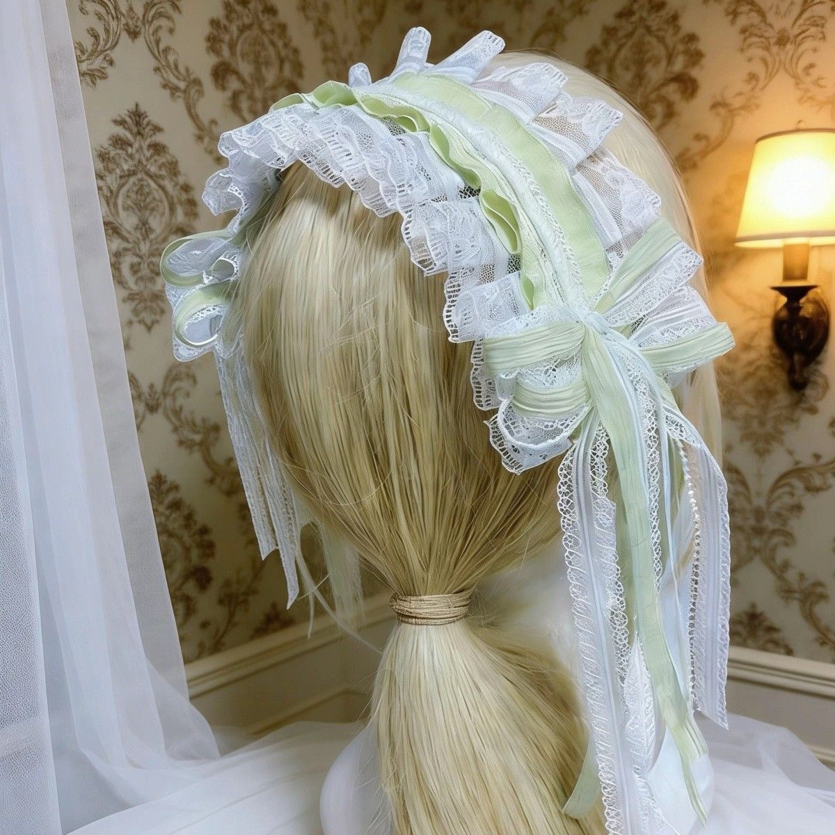 洛丽塔蝴蝶结绿蕾丝手作发箍